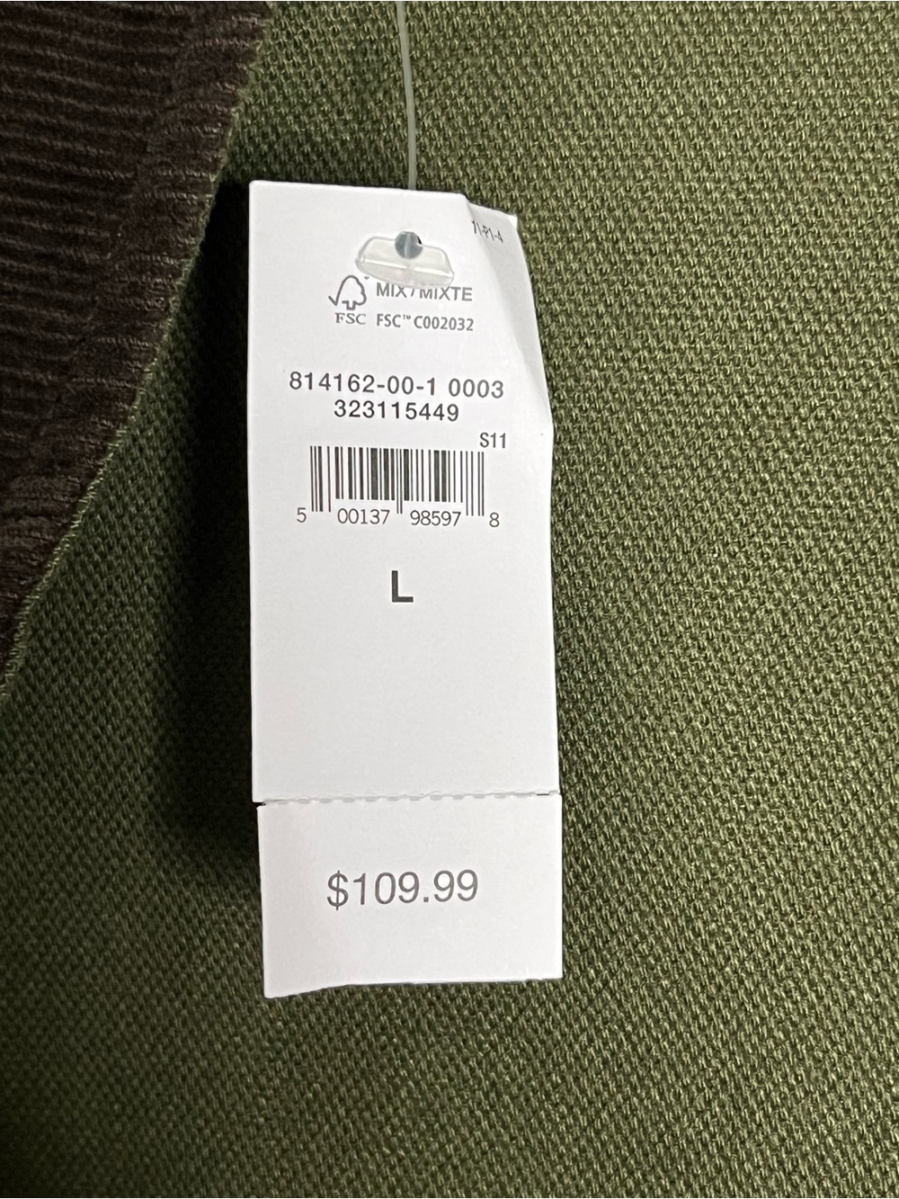 GAP Men’s Olive Green Field Jacket with Dark Brown Corduroy Collar - Picture 9 of 10